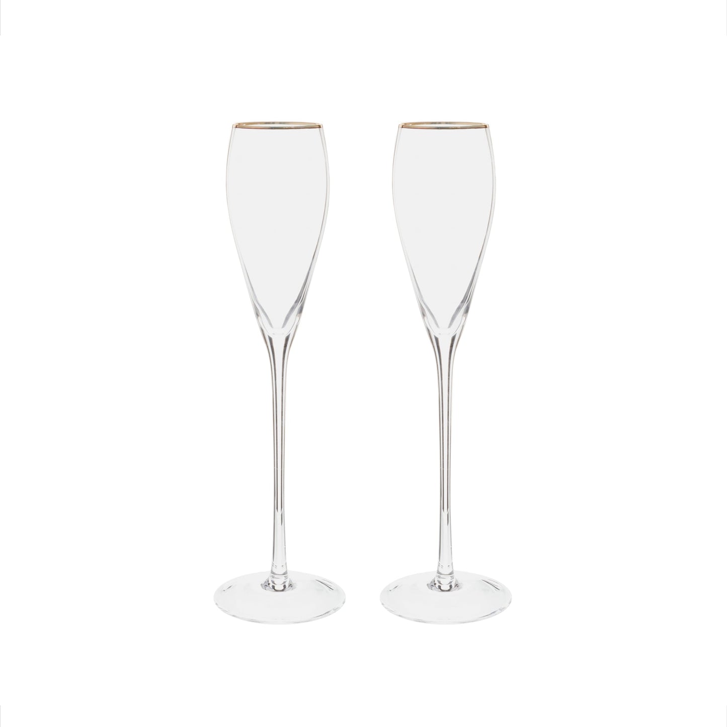 Gold-Rim Tapered Champagne Flutes Set - 8 oz