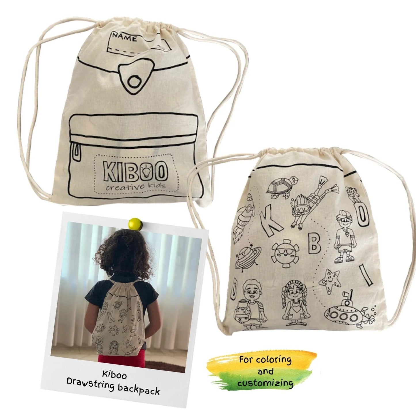 Child-Size Drawstring Backpack for Coloring