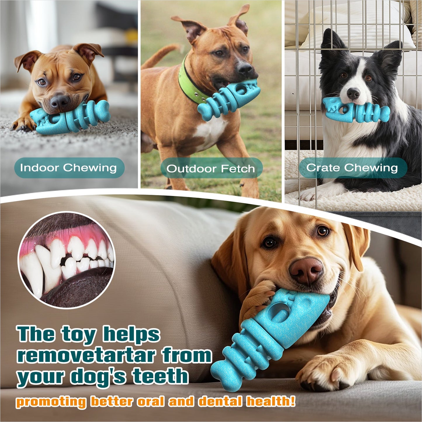 KADTC All in ONE 2 in 1 Large Size Indestructible Dog Bully Stick Holder & Durable Fish Bone for Medium/Large Aggressive Chewers Breed Dogs Tough Chew Toys Christmas & New Year Gift