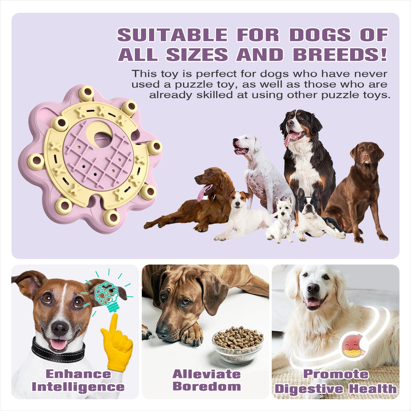 KADTC U.S. Brand & Design All in ONE -3 Levels of Challenge Dog Puzzle Toy Halloween Toys For Small/Medium/Large Dogs Treat Puzzles Food Slow Feeder Puppy Brain Mental Stimulation Game Birthday Gift