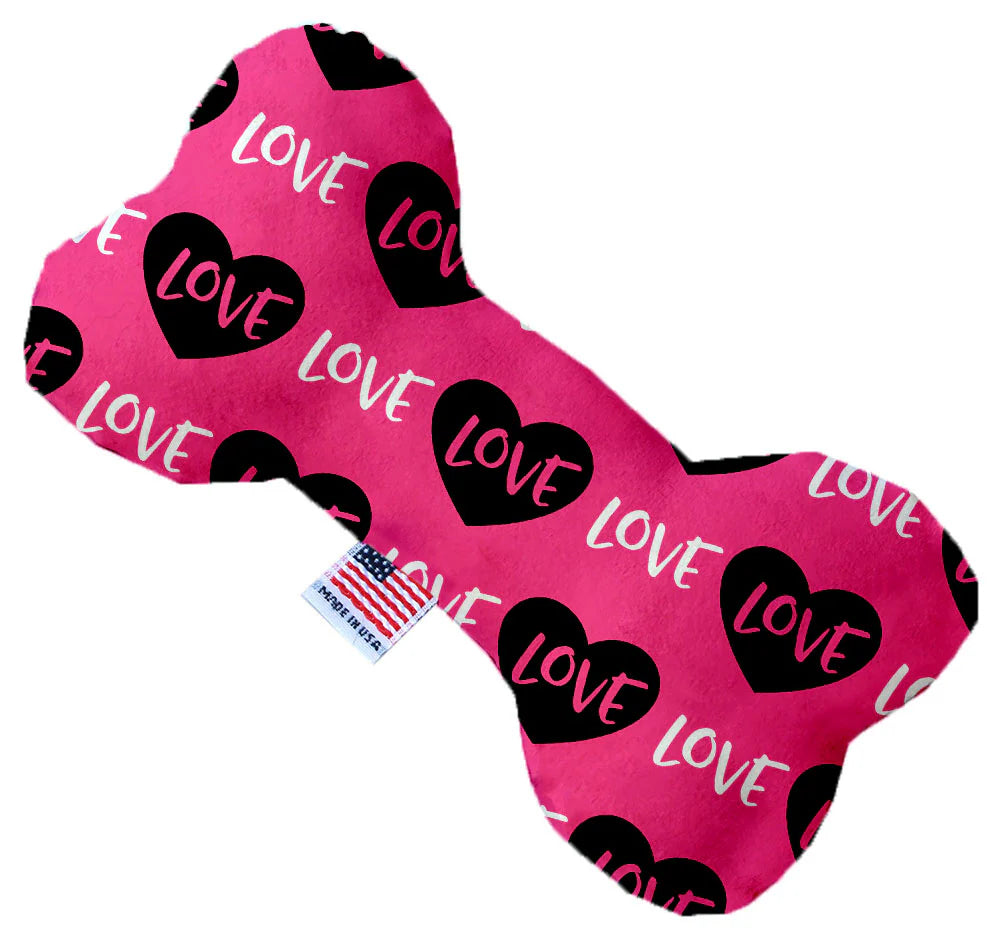Valentine's Day Pet & Dog Plush Bone Toy, "Pink Love"