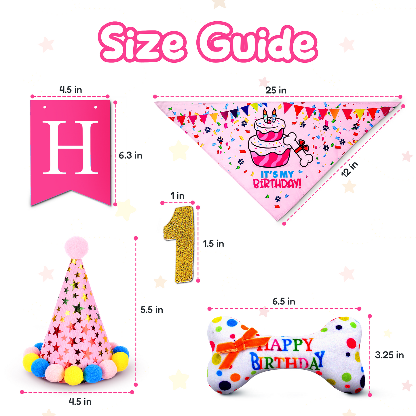 Dog Birthday Party Set - Pink Stars