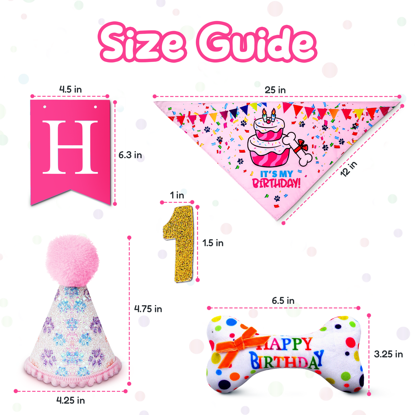 Dog Birthday Party Set - Pink Sparkly Paws
