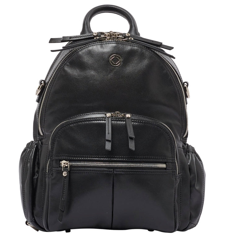 Joy Midi Black Leather Backpack