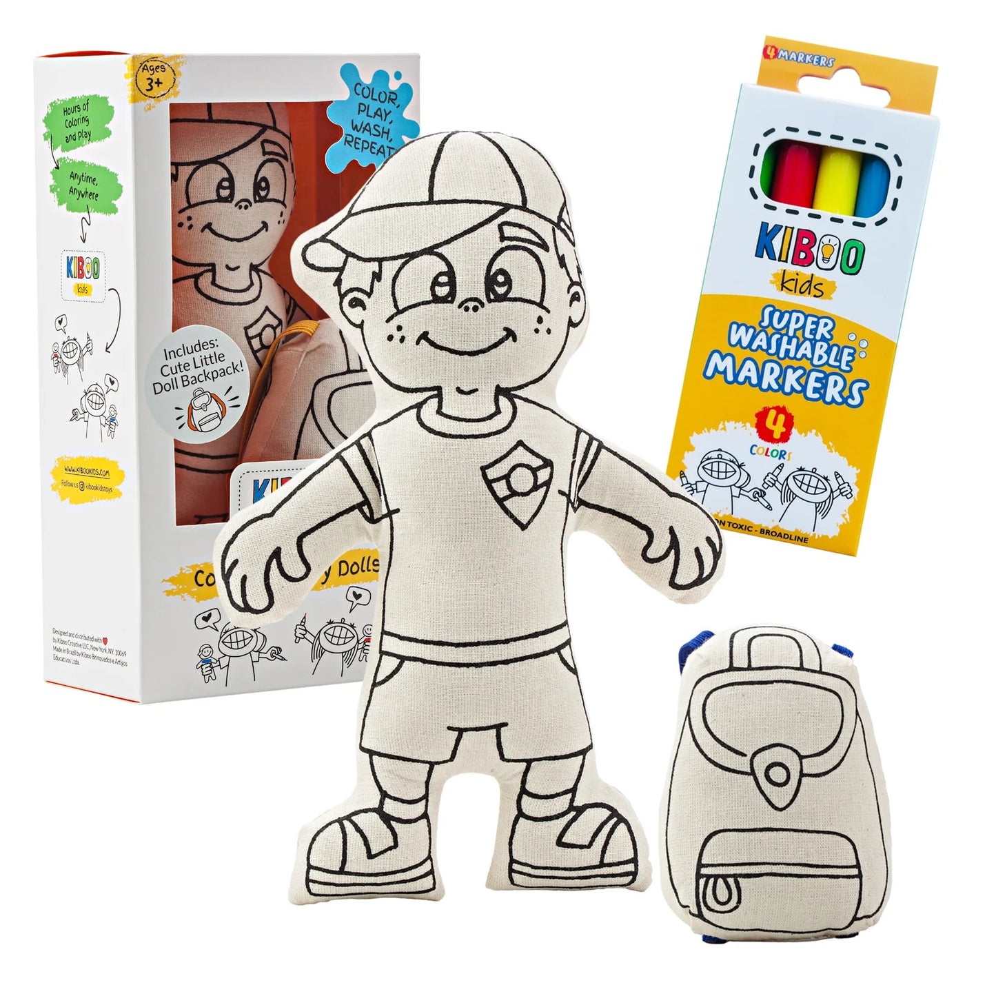 Boy with Cap - Colorable and Washable Doll for Creative Play