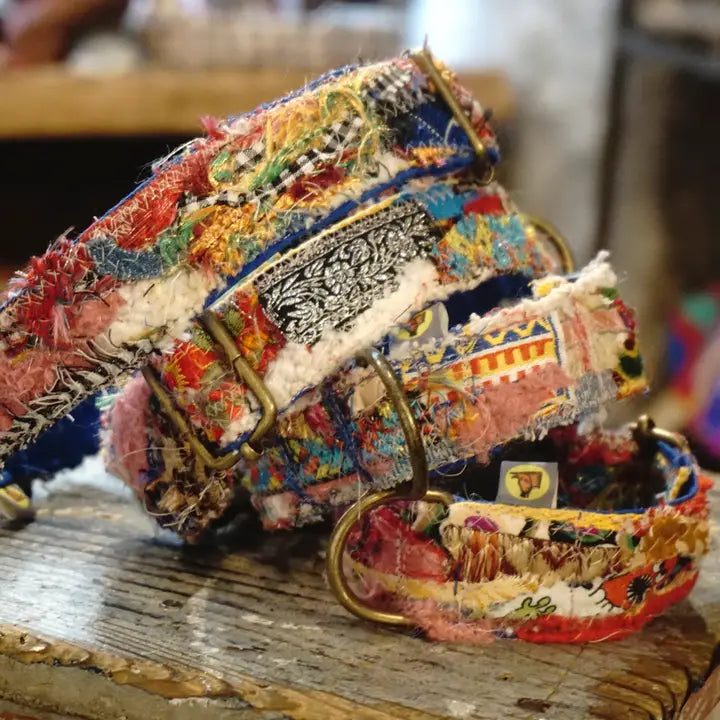 Unique "patchwork1" Dog Collars - Box with 4 Sizes