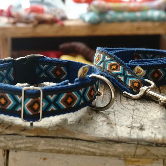 Dark Navy Blue Design Necklace and Strap Set
