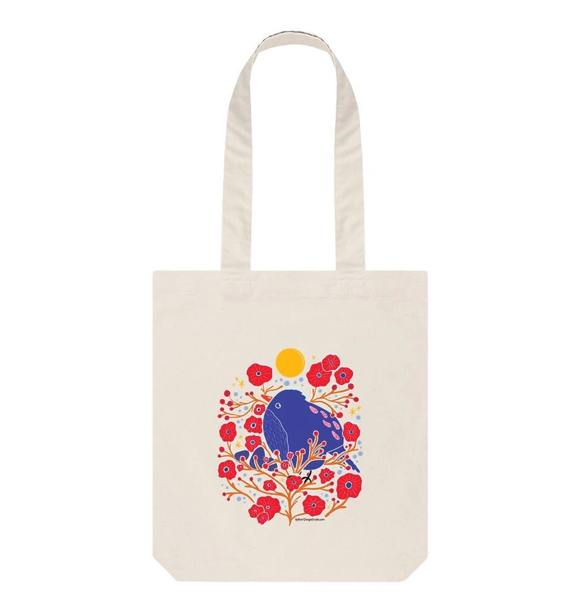 Bird in the Bush 100% Organic Cotton Grocery Tote Bag W. Ado