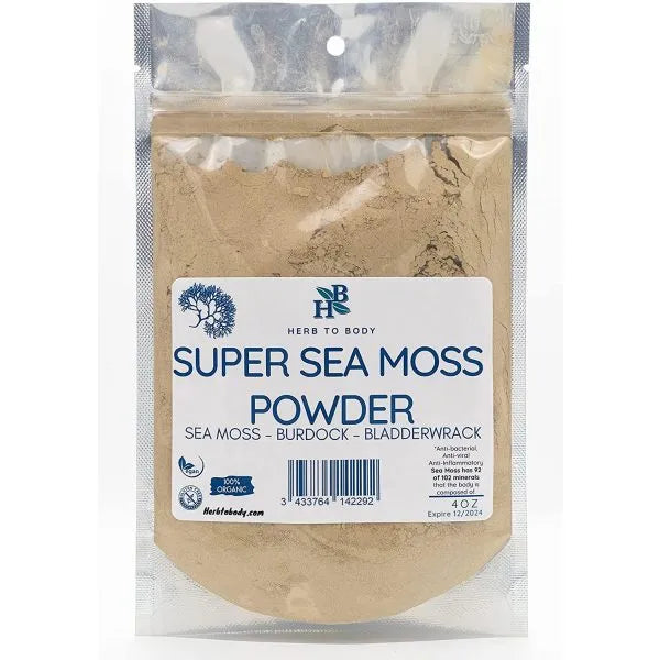 Organic Super Sea Moss – With Bladderwrack and Burdock Root 4oz