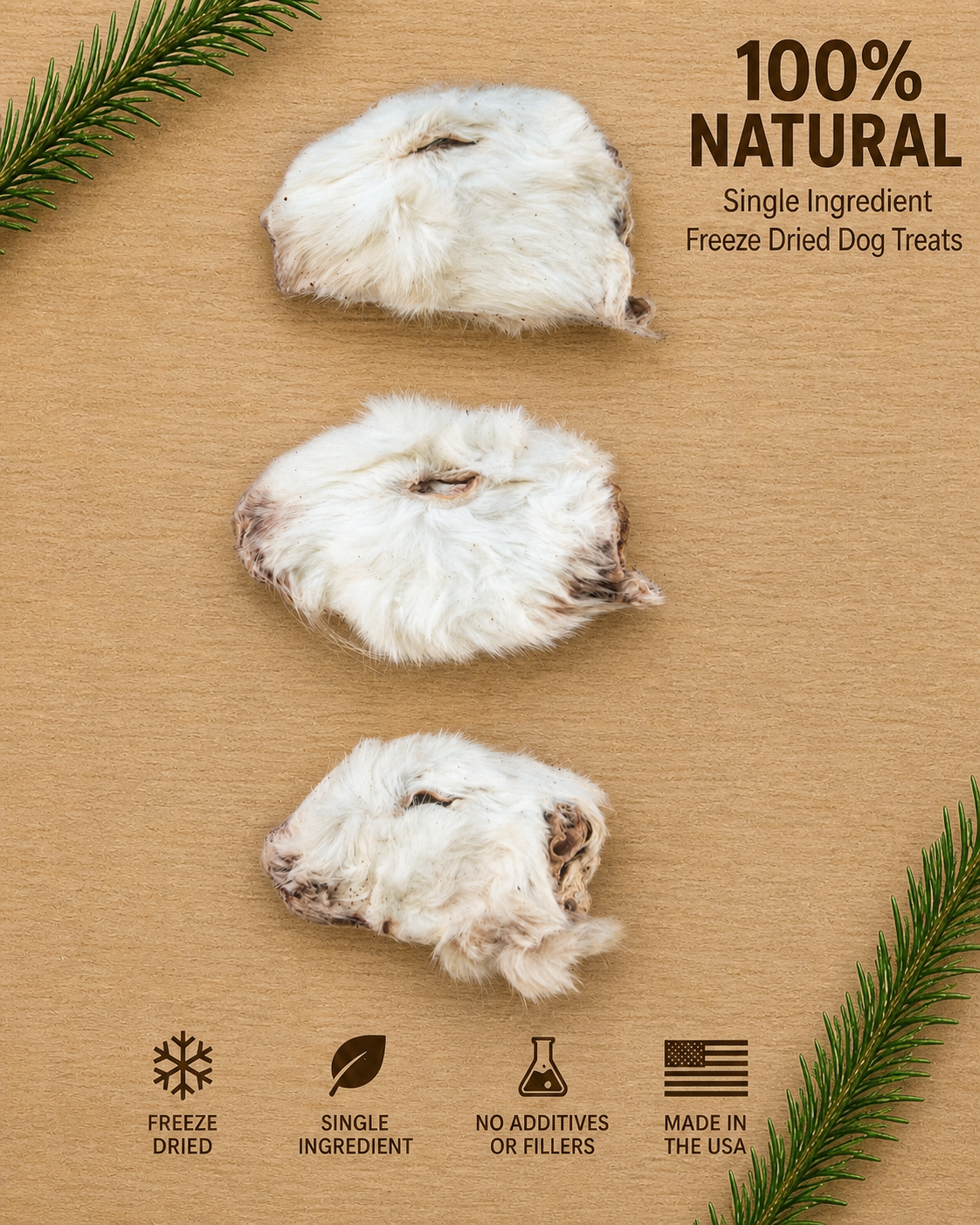 Freeze-Dried Whole Medium Rabbit Head Treat