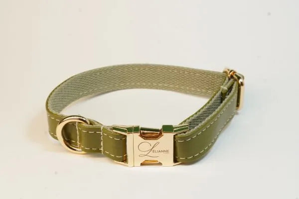 Luxury Dog Collar | Olive Green