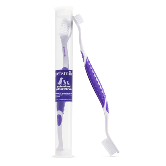 Professional Pet Toothbrush - Patented 45° Dual-Ended Brush Head