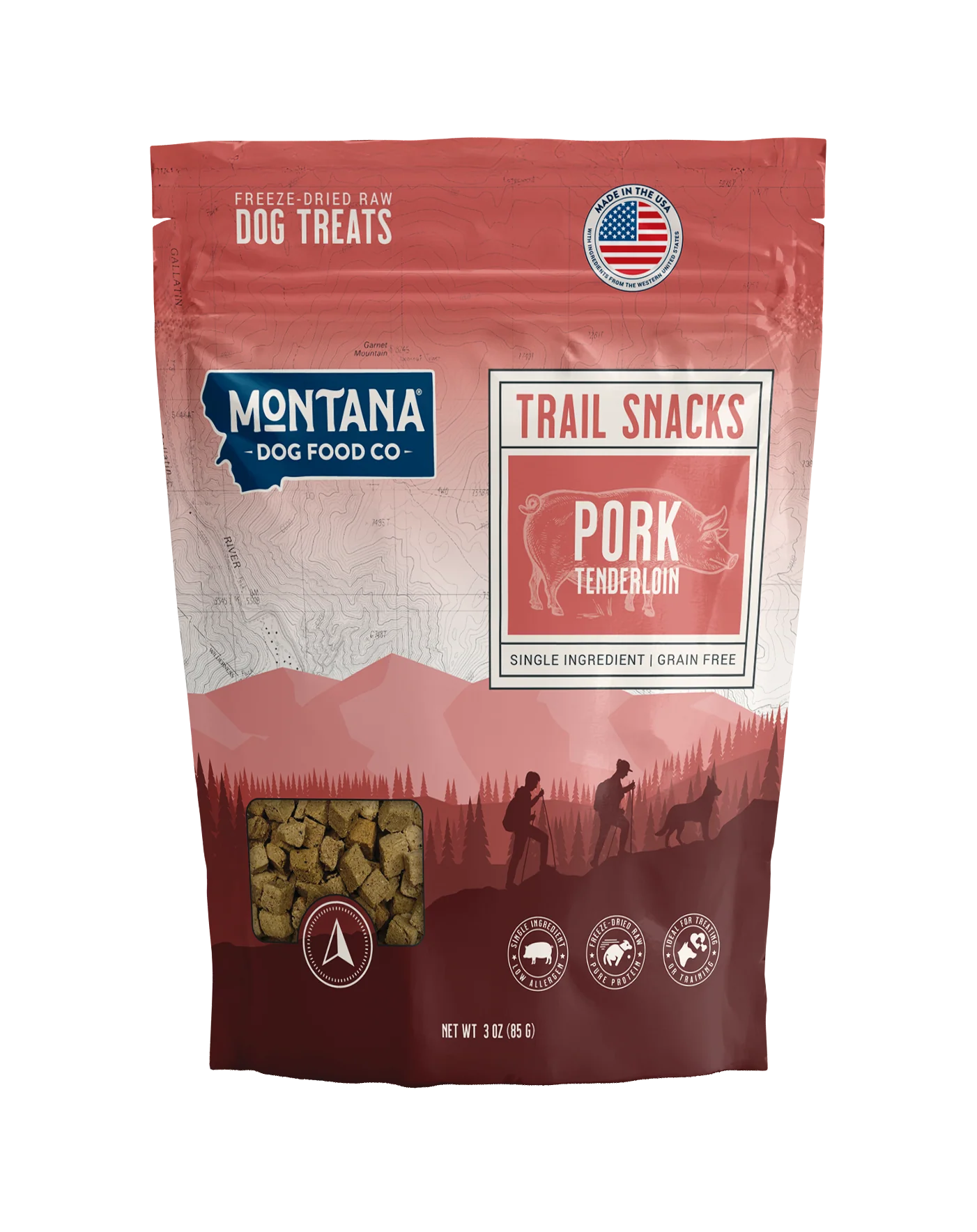 Pork Tenderloin Freeze-dried Raw Trail Snacks (Treats) for Dogs 3oz
