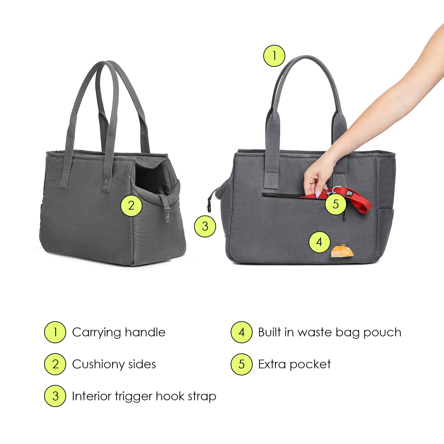 WEEKEND DOG TOTE - GREY.