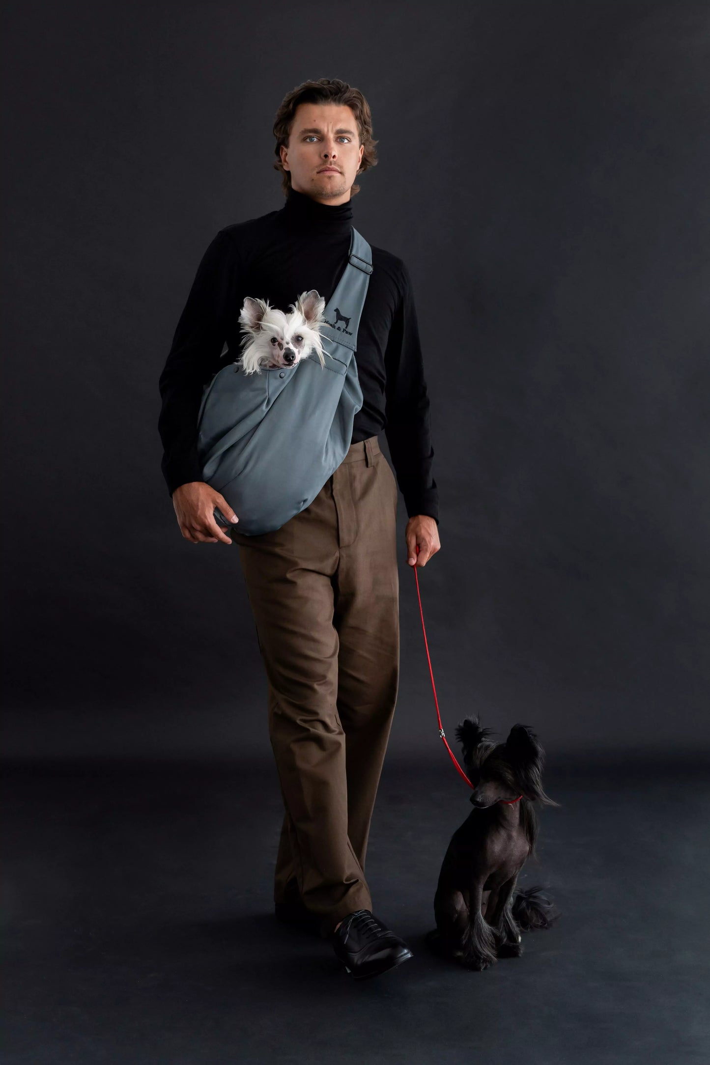 Premium Twill Pet sling Carrier, Snap Style, Black