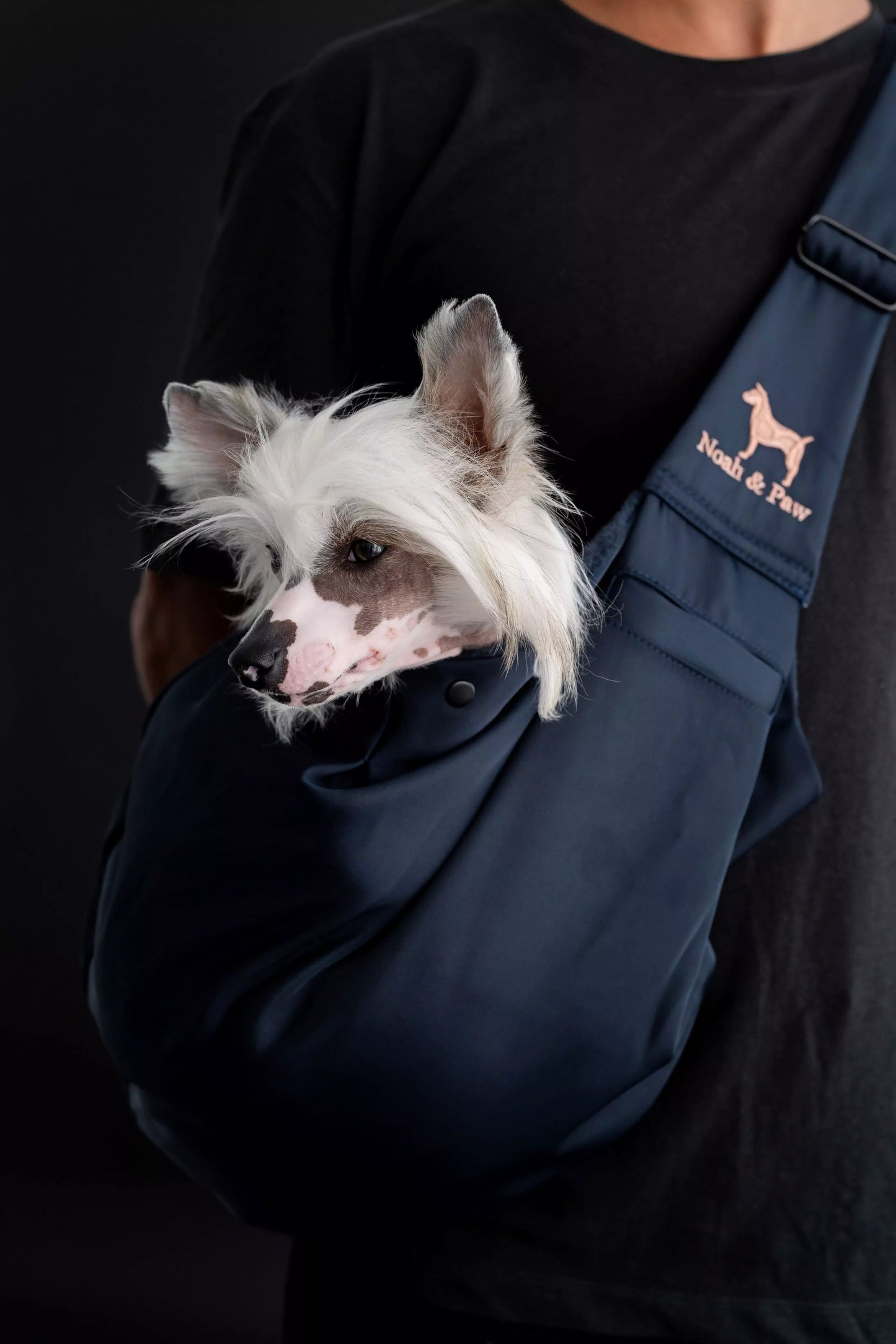 Premium Twill Pet sling Carrier, Snap Style, Black