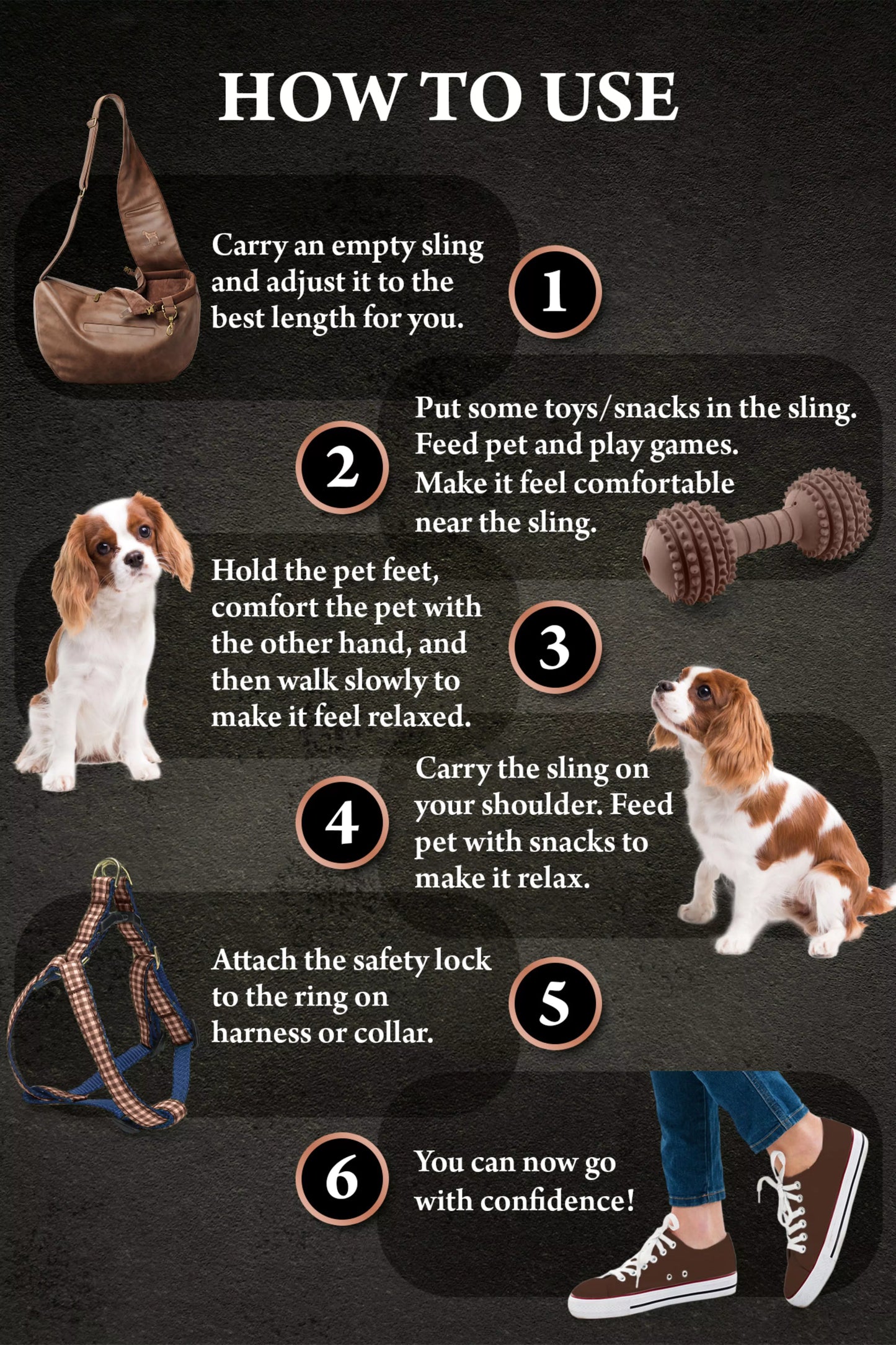 Vegan Leather Pet sling Carrier 3x Safety