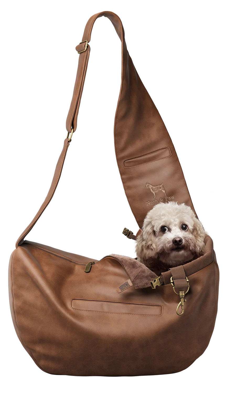 Zipper Style Dog Sling Carrier - Brown