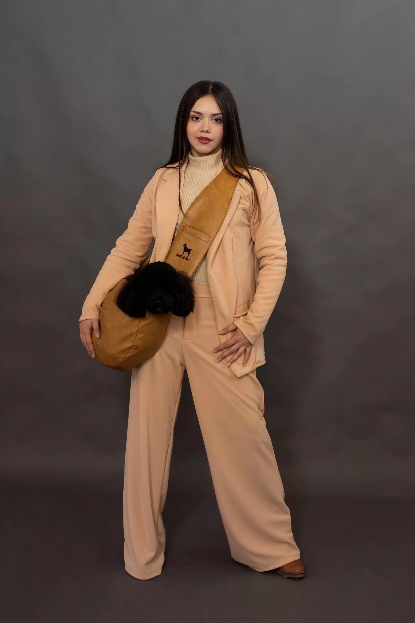 Vegan Leather Pet sling Carrier 3x Safety