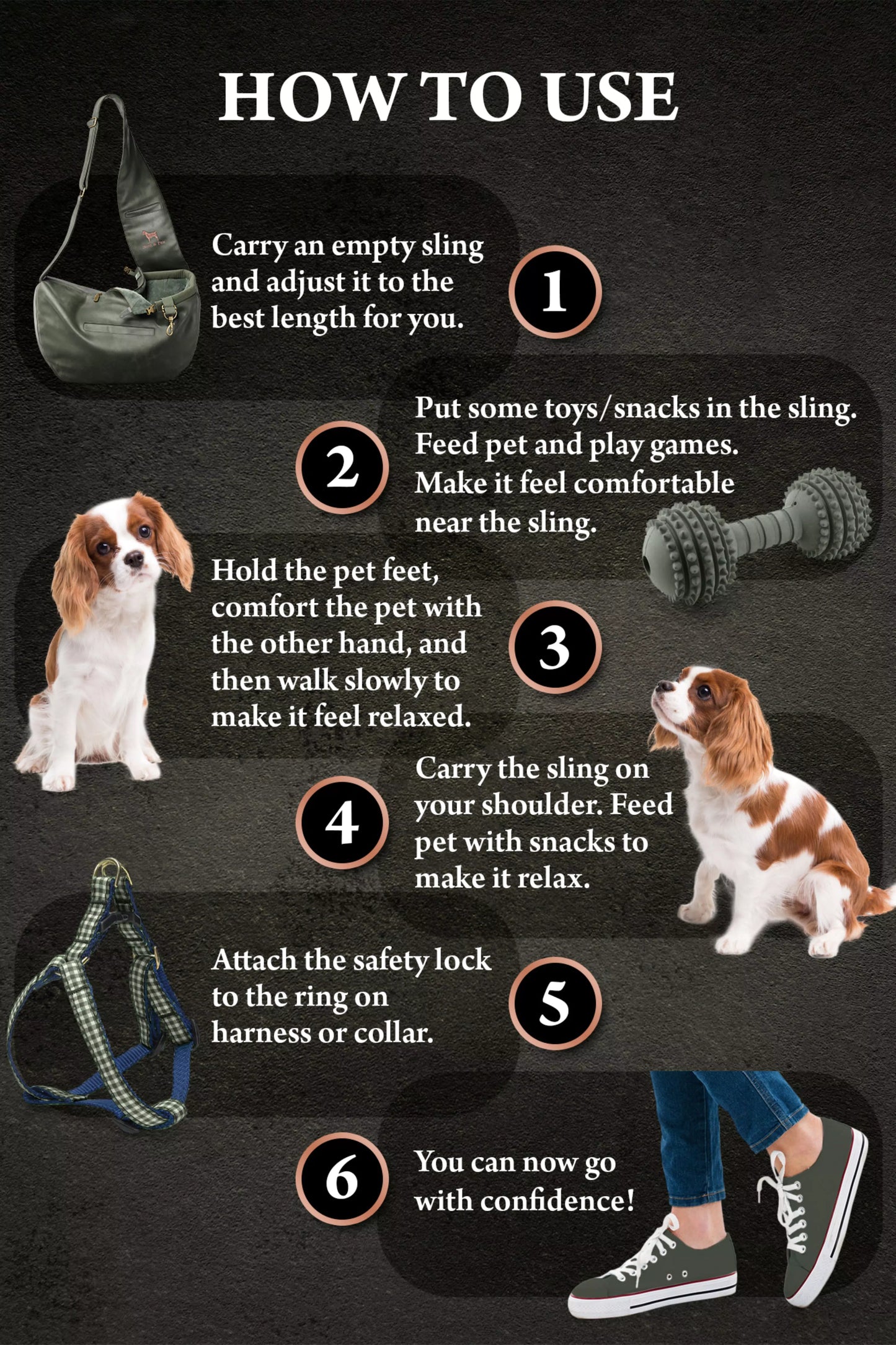 Vegan Leather Pet sling Carrier 3x Safety