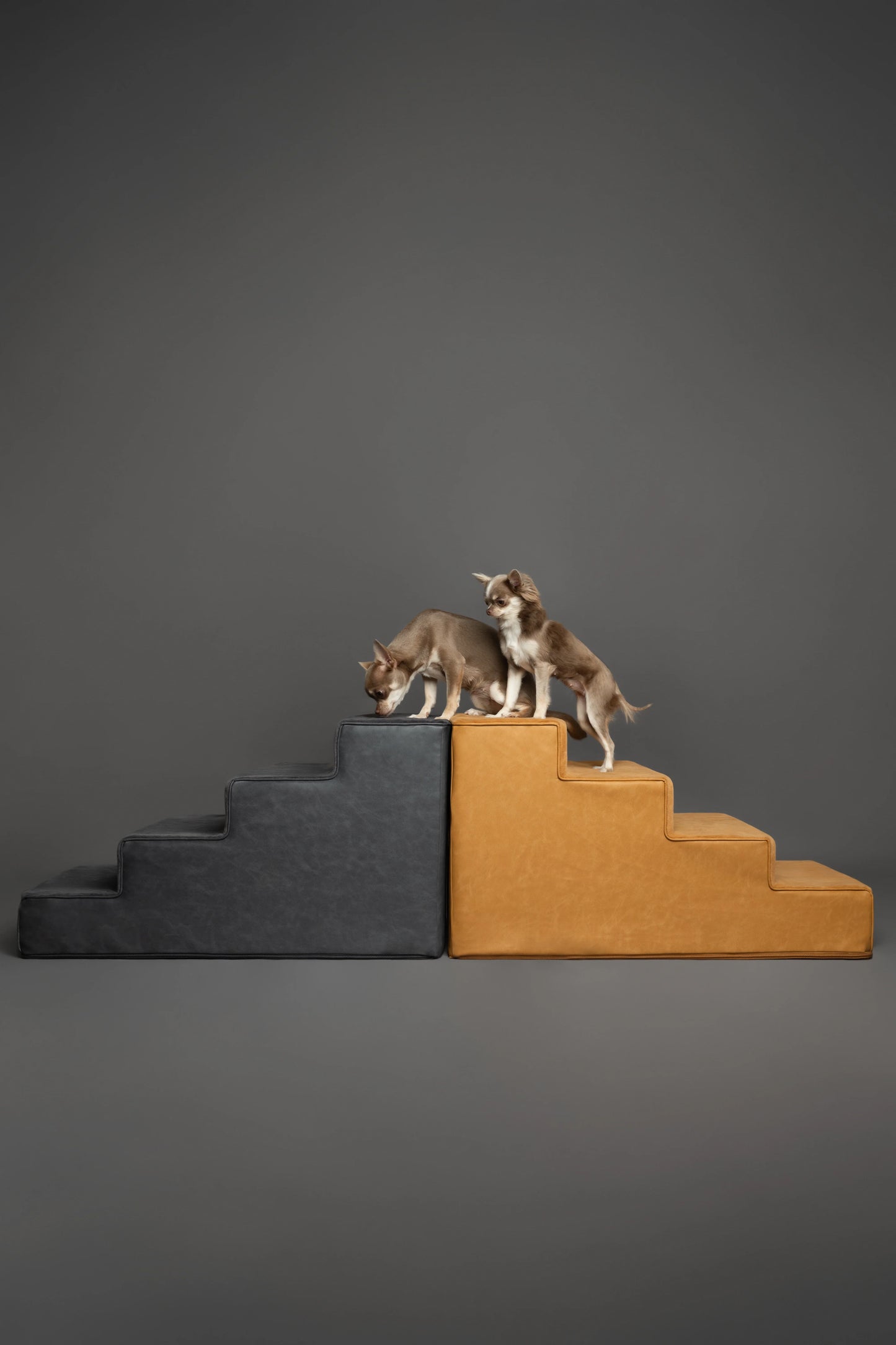 Luxury Dog Stairs for Bed, Faux Leather Collection, Black