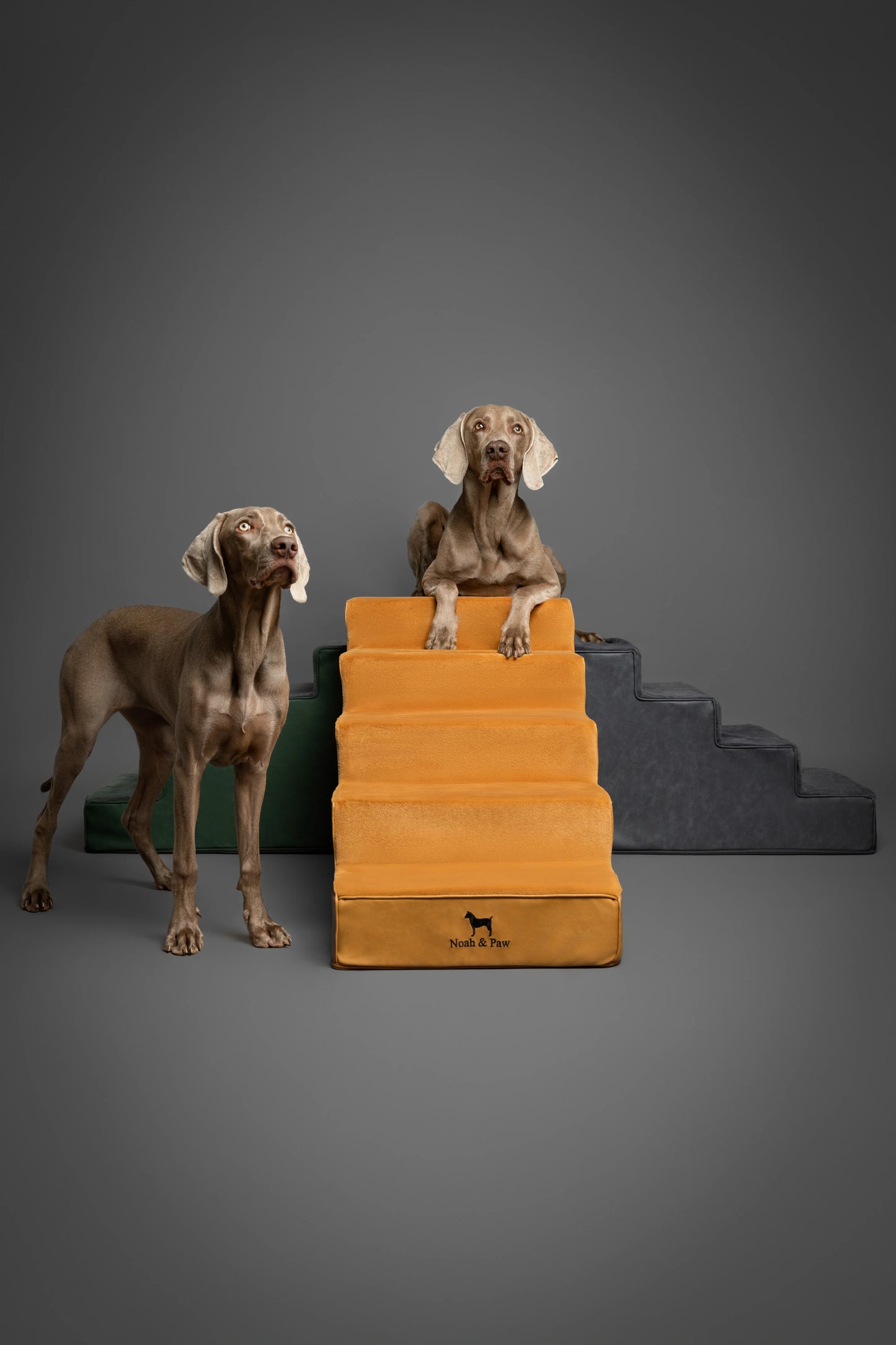 Luxury Dog Stairs for Bed, Faux Leather Collection, Camel
