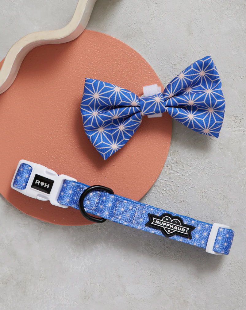 Asanoha Dog Collar & Bowtie