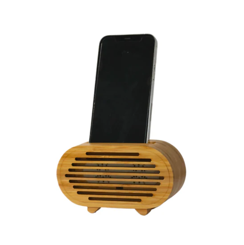 Bamboo Amplifier/Phone Stand Oval, 3" x 2" x 5.5"