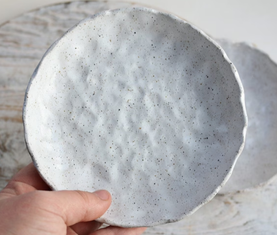 Artisanal Handmade White Ceramic Plate - 6.8" Versatile Design - Perfect for Everyday Meals, Kitchen & Table Decor