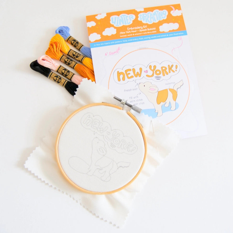 "New York!" Adorable Howling Dog Eco-Embroidery Kit