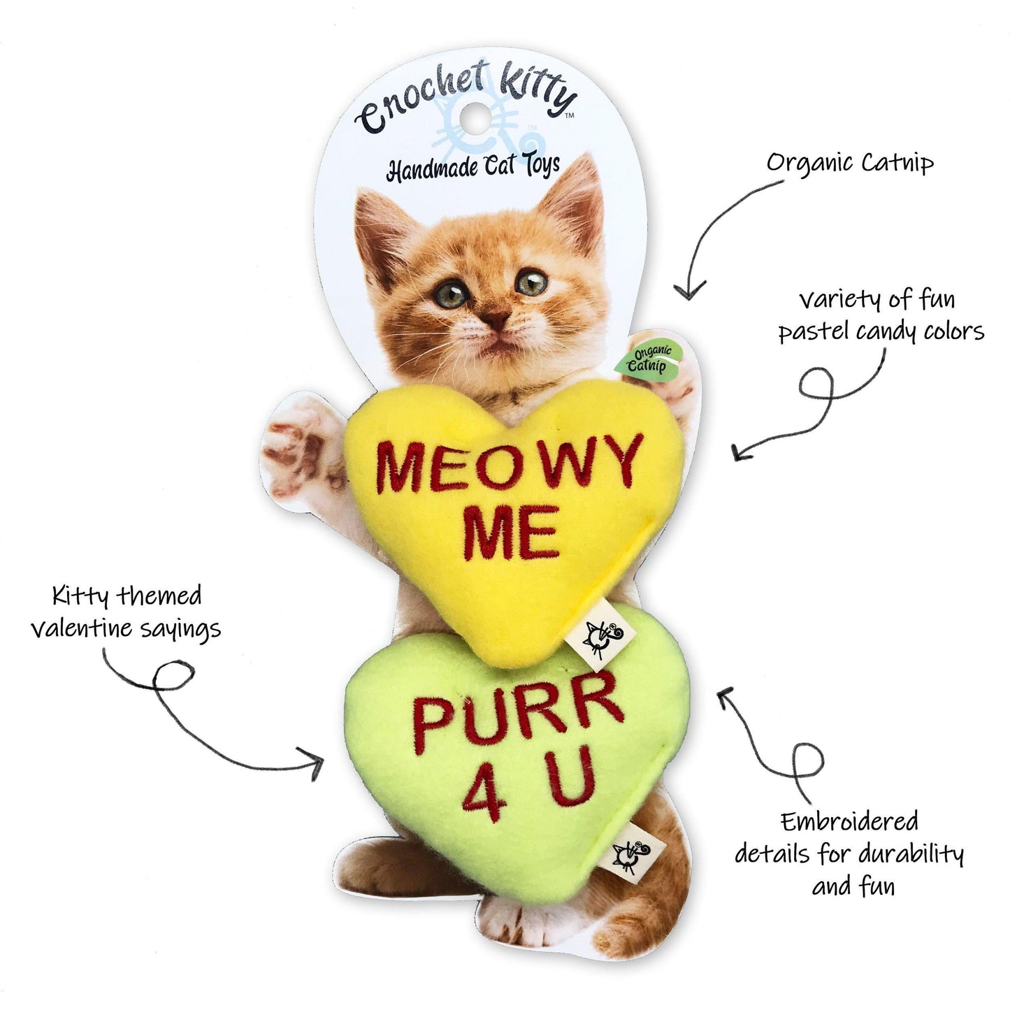 Catnip Candy Convo Hearts Cat Toy Twin Pack