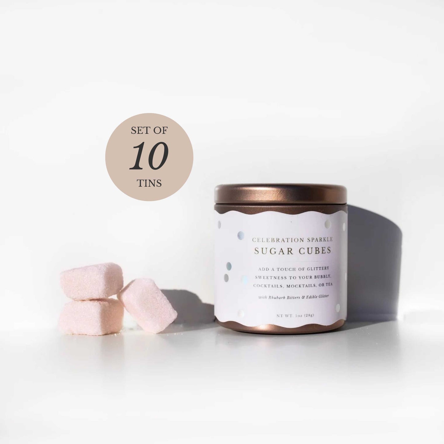 Celebration Sparkle Sugar Cube Wedding Favors - Set of 10 Tins