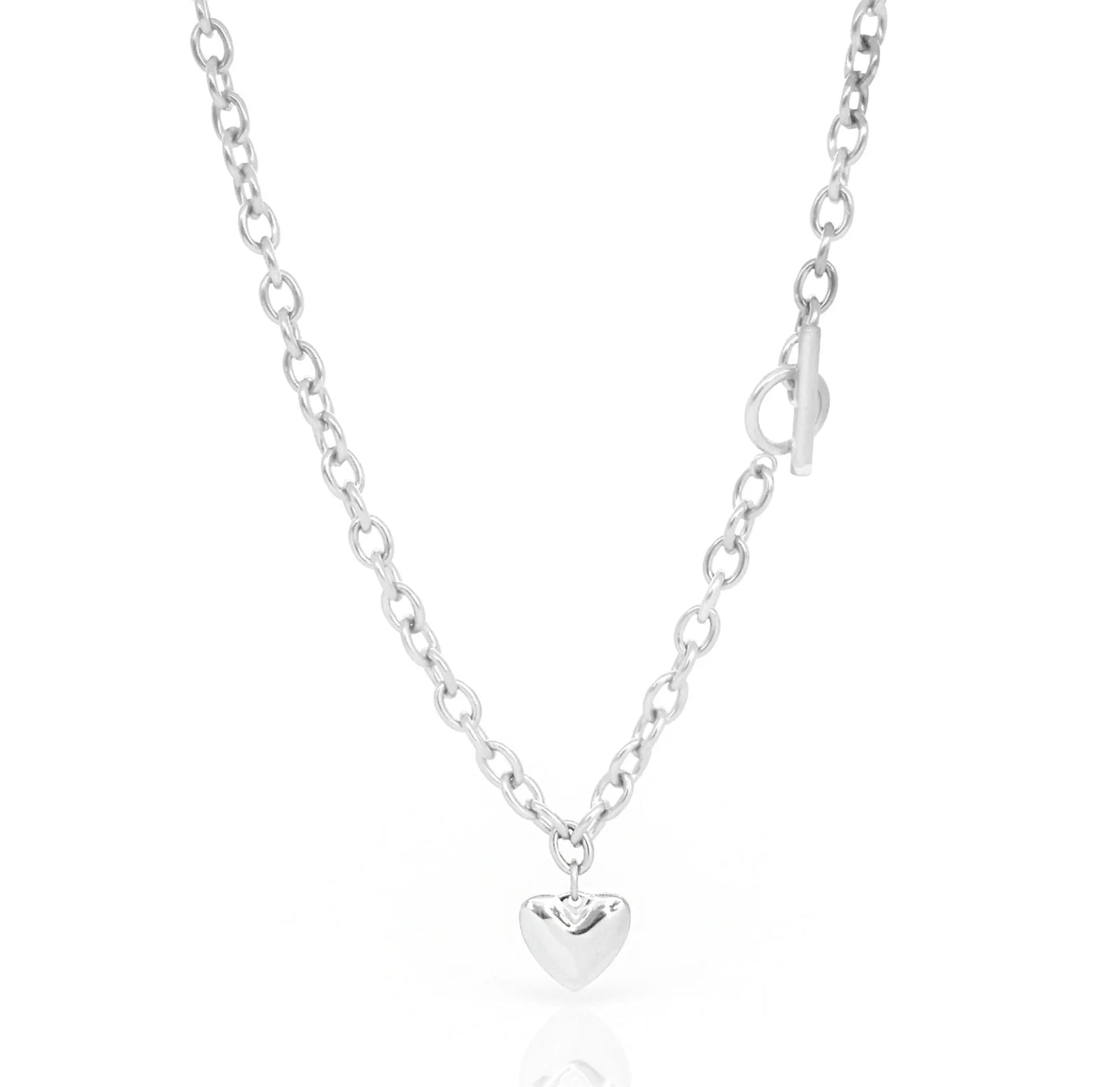 AMIEE SILVER HEART TOGGLE CHAIN NECKLACE
