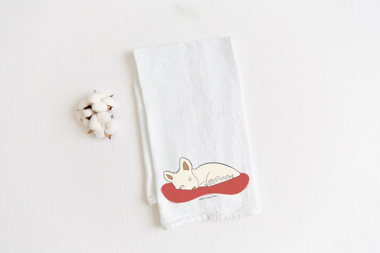 "Cozy Dreams" Dog 100% Organic Cotton Tea Towel