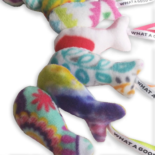Printed Catnip Fish with Ribbon Streamers