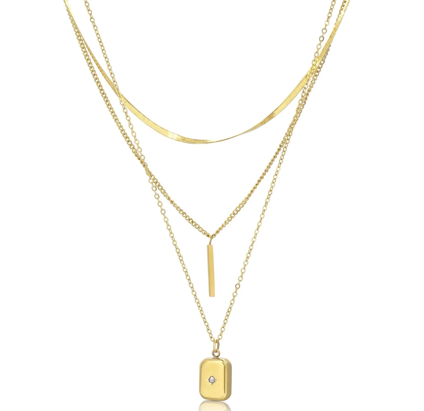 GABRIELLE GOLD STARBURST STACK NECKLACE