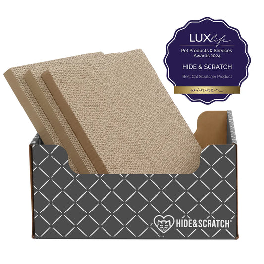Hide & Scratch Extra-Large Cat Scratcher Box Value Pack (Box + 3 Scratchers) (Case of 7)