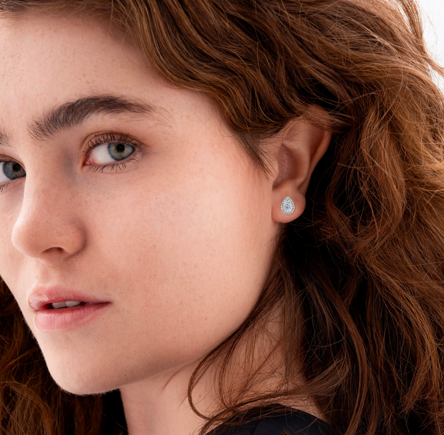 The Irina Pear Cut Halo Earrings