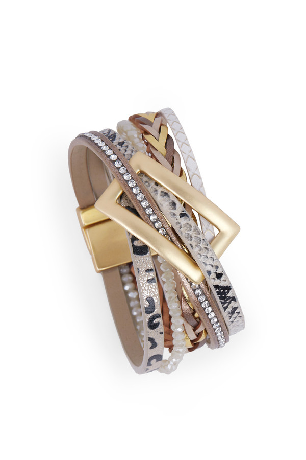 PATTERNED LEATHER BUCKLE BRACELET