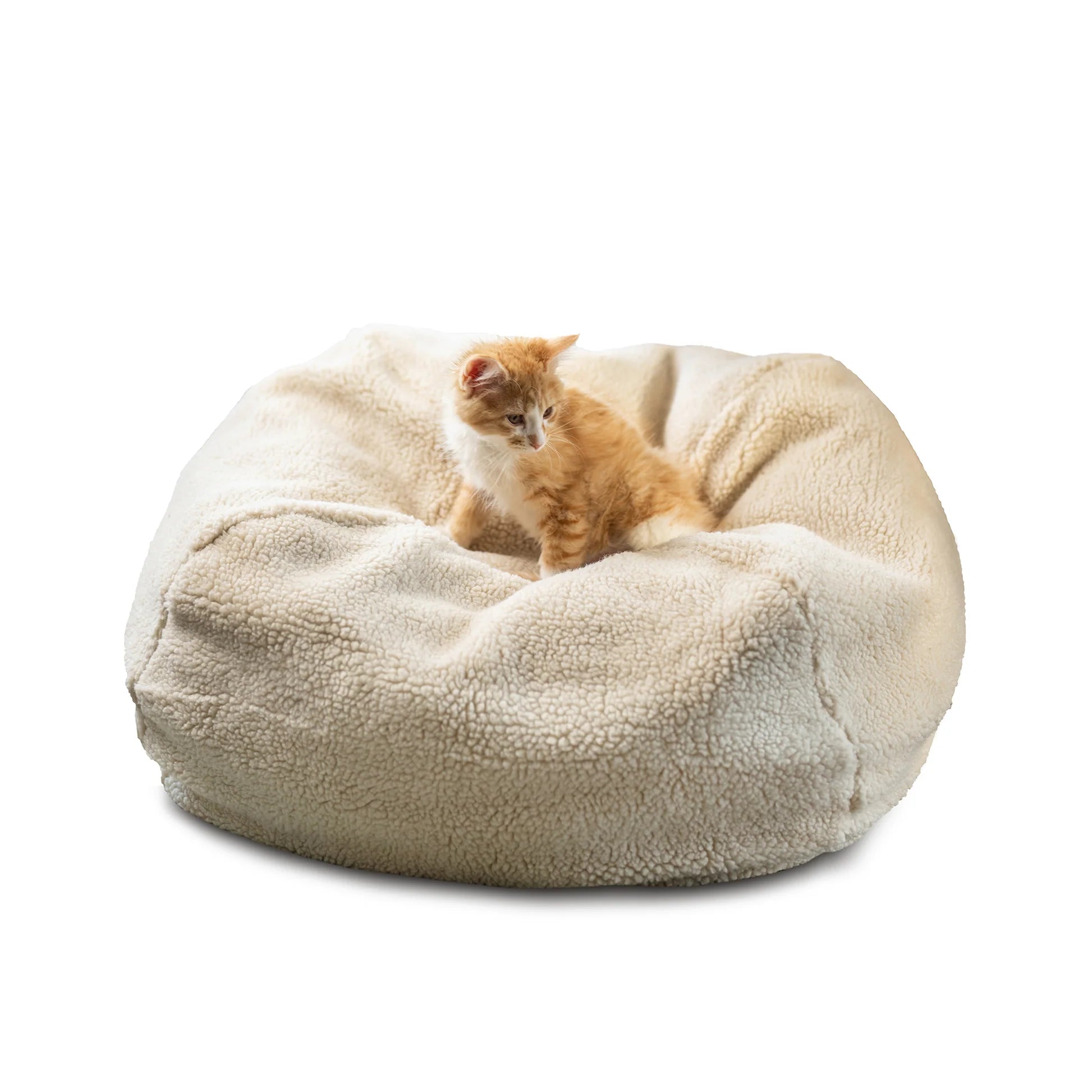 Sherpa Puff Ball Bean Bag Pet Bed