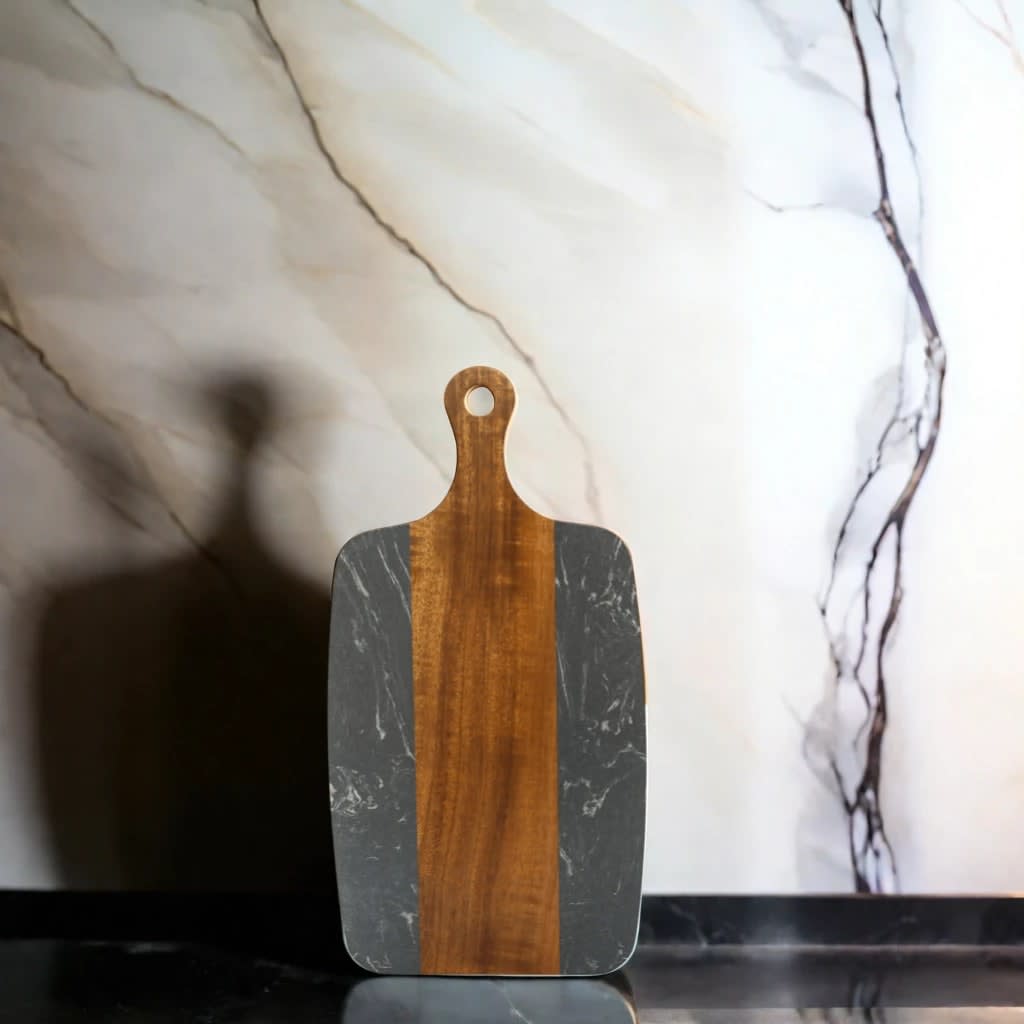 Black Marble and Acacia Wood Center Handled Board