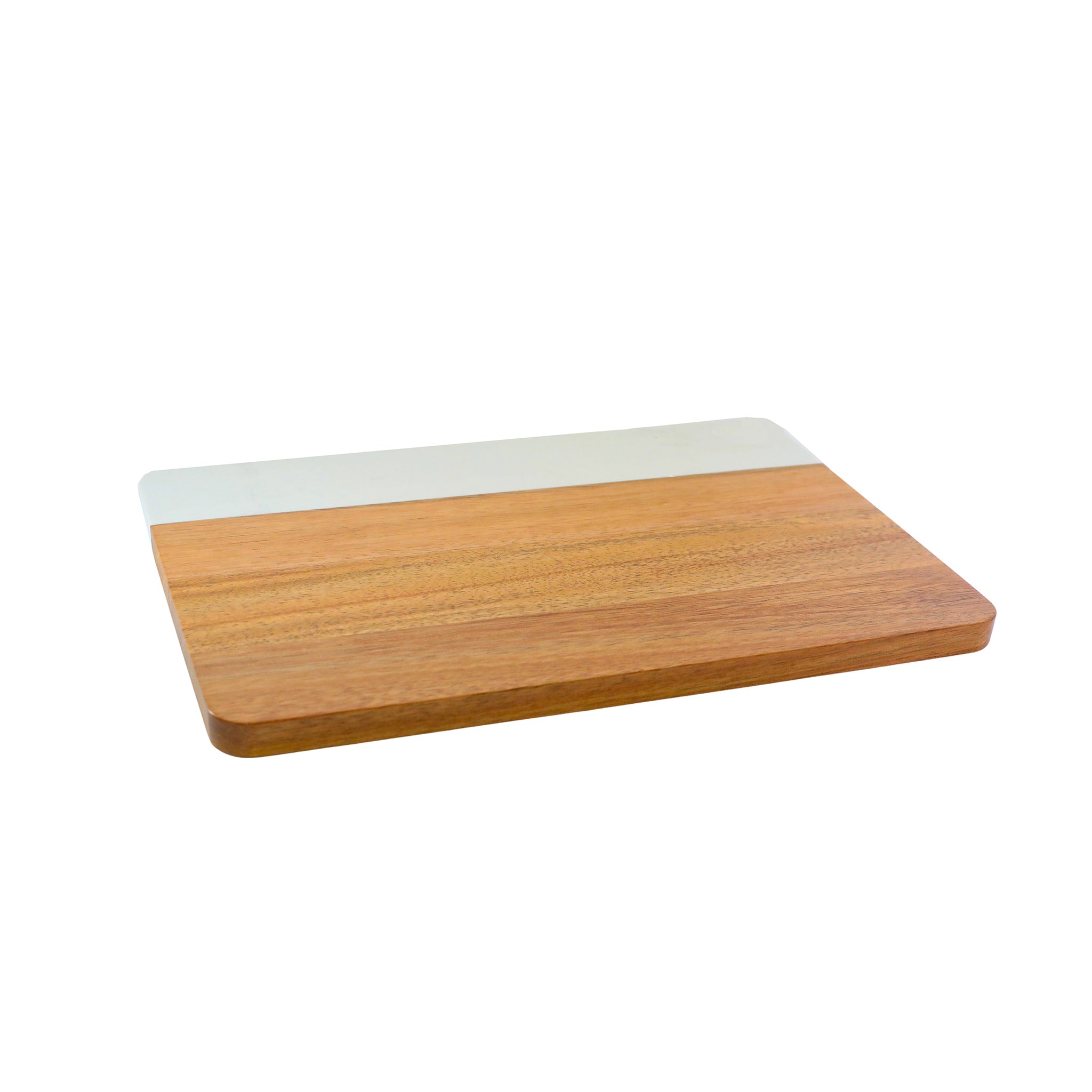 White Marble and Acacia Wood Rectangle Board