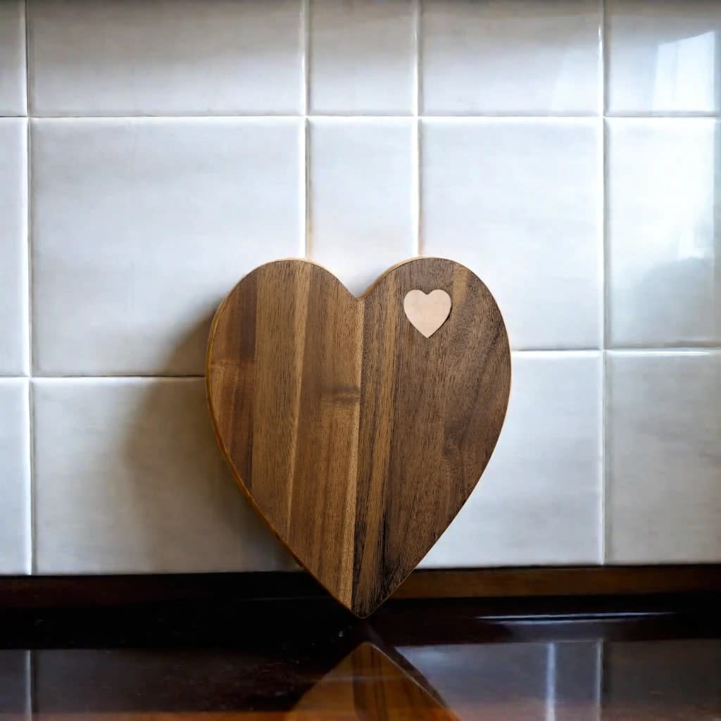 Heart Shaped Acacia Wood Board - 9.75