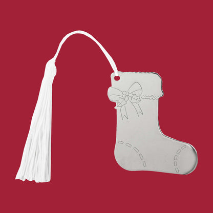 Stocking Ornament w/White Tassel