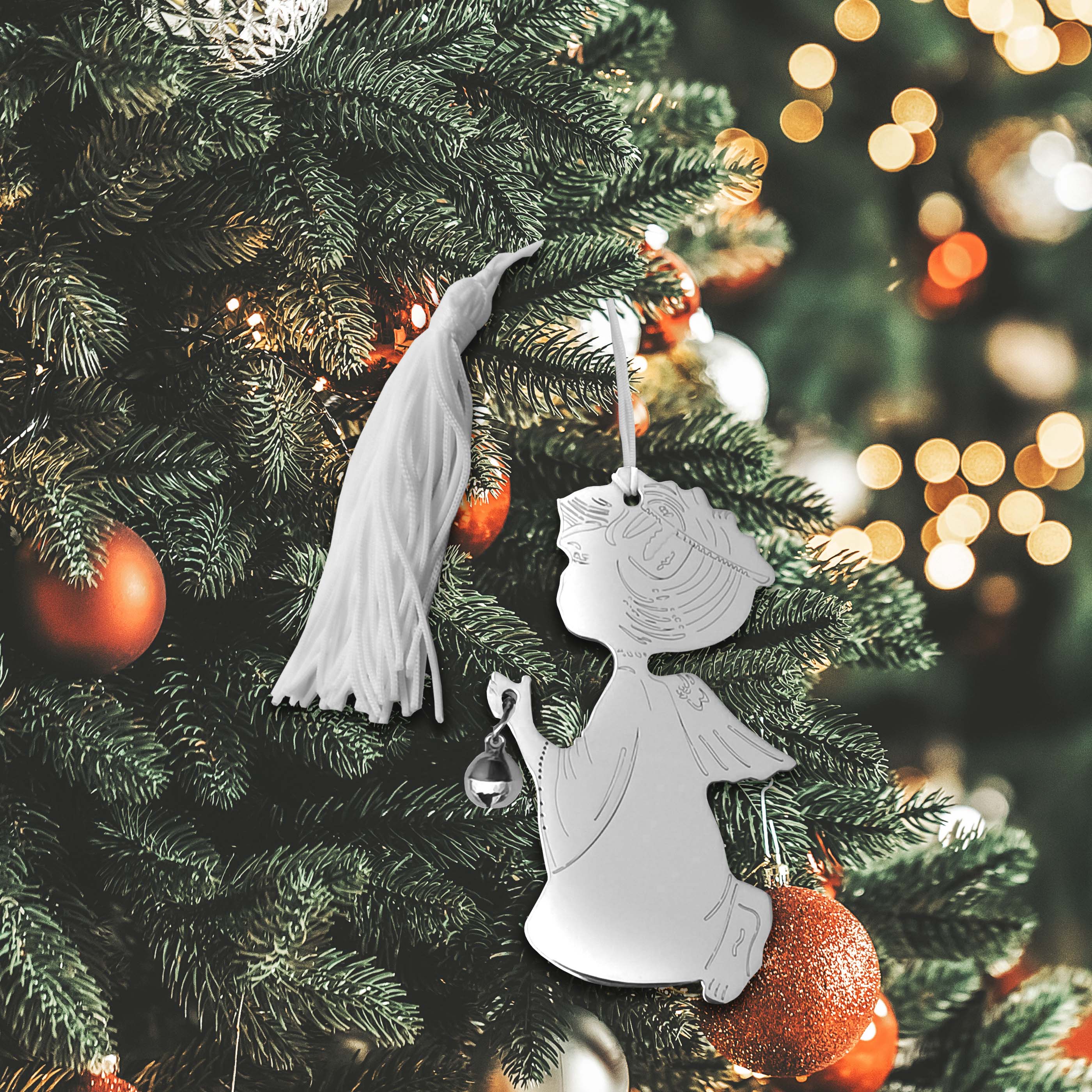 Angel with Bell Ornament with White Tassel