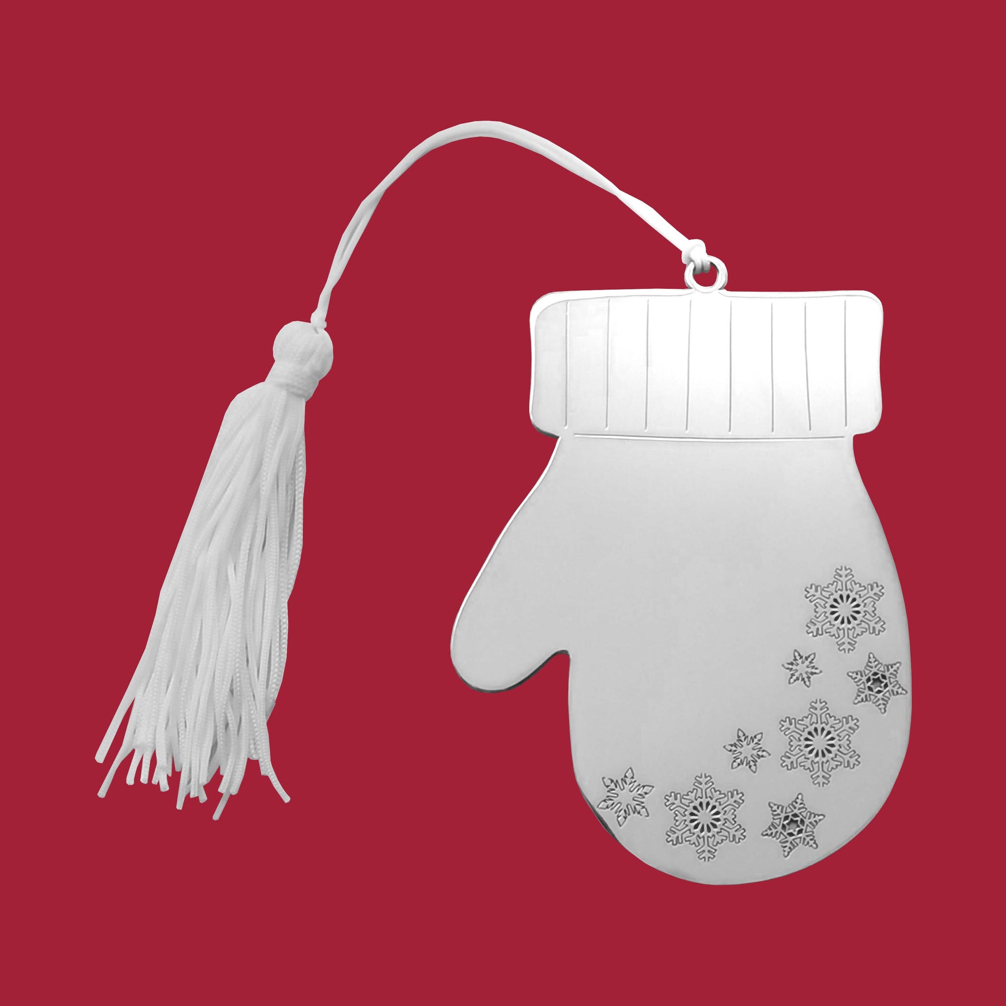 Winter Mitten Ornament with White Tassel