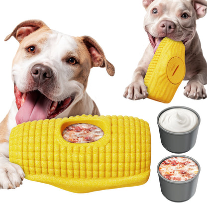 KADTC All in ONE 3 in 1 Large Size Indestructible Dog Fillable Toy Peanut Butter Filler Freeze Frozen Lick Treat Tray Durable Tough Corn Chew Toys For Aggressive Chewers Dogs Christmas New Year Gift
