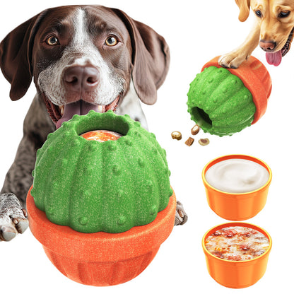 KADTC All in ONE 3 in 1 Durable Dog Fillable Toy & Frozen Lick Treat Tray & Food Dispensing Balls & Peanut Butter Filler Enrichment Freeze Ball Indestructible Dogs Chew Toys Christmas & New Year Gift