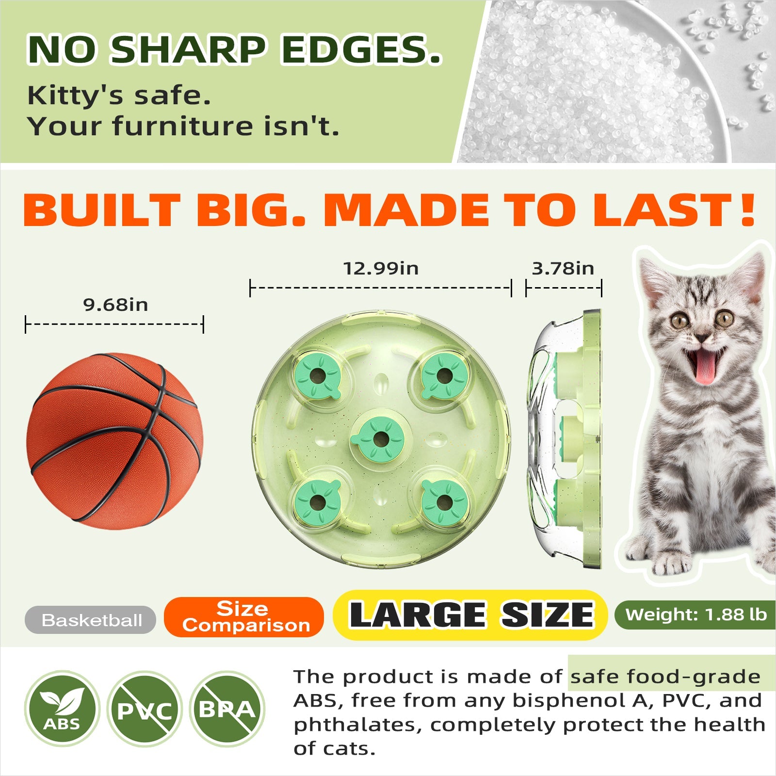 KADTC U.S. Brand & Design - 2 Ways to Play - Large Size Cat Treat Puzzle Toy & Foraging Balls For Indoor Cats Puzzles Feeder Kitten Stimulating Enrichment Food Toys Interactive Christmas New Year Gift