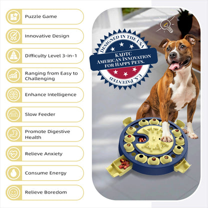 KADTC U.S. Brand & Design 3 Levels of Challenge 4 Ways to Play Advanced Dog Puzzle Toy for Small/Medium/Large Smart Dogs Mental Stimulation Hard Brain Toys Puppy Treat Puzzles Christmas New Year Gift